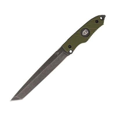 Hoffner Knives Beast Olive Fixed Blade Knife 7in 440C Steel Tanto Black Stonewash Olive G10 Handle BE-T7SBK-FO