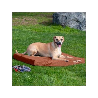 FurHaven Deluxe Oxford Cooling Gel Indoor/Outdoor Dog & Cat Bed with Removable Cover, Large, Chestnut