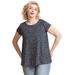 Plus Size Women's Trapeze Knit Tee by ellos in Navy White Ditsy (Size 26/28)