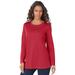Plus Size Women's Long-Sleeve Crewneck Ultimate Tee by Roaman's in Classic Red (Size 5X) Shirt