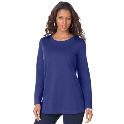 Plus Size Women's Long-Sleeve Crewneck Ultimate Tee by Roaman's in Ultra Blue (Size M) Shirt