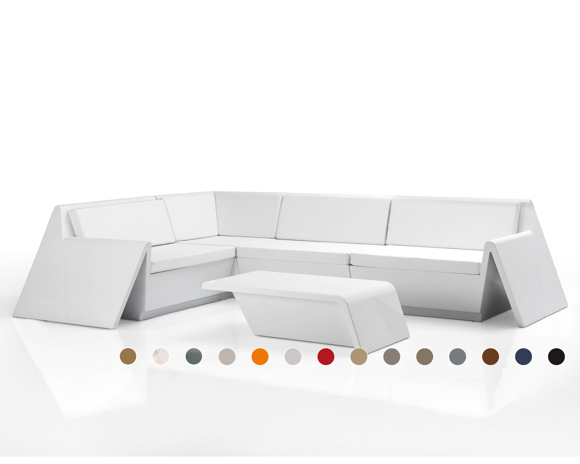 Vondom »REST« Outdoor Modul Chaiselongue / Basic matt / Ice / B 106 x H 45 x T 56 cm