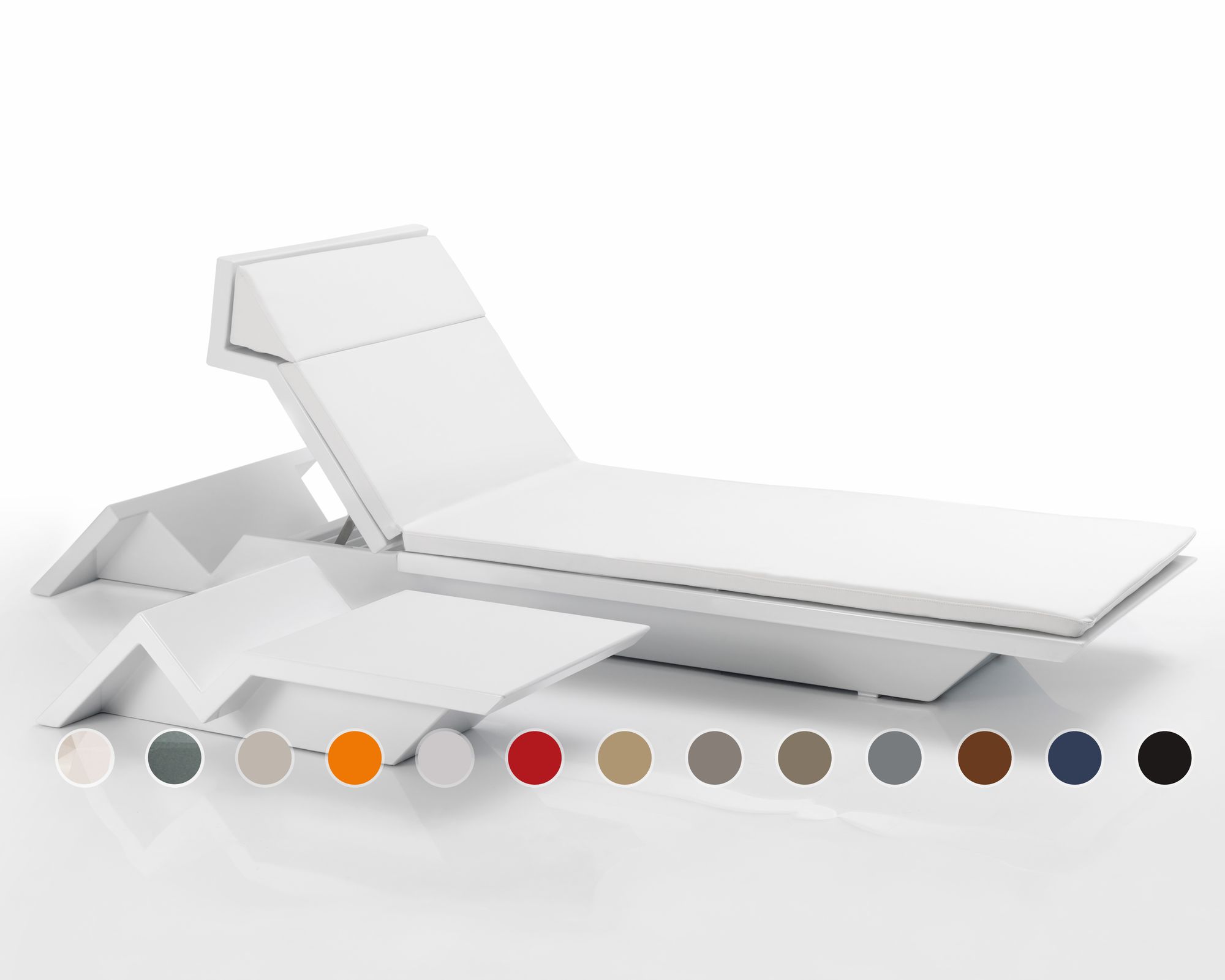 Vondom »REST« Outdoor Sonnenliege Basic matt / ohne Beleuchtung / Anthracite mit Nautical White 3102