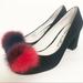 Anthropologie Shoes | Anthro Bettye Muller Black Suede Mink Pom Pom Pump | Color: Black | Size: 6.5