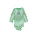 Carter's Long Sleeve Onesie: Green Print Bottoms - Size 6 Month