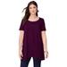 Plus Size Women's Scoopneck Swing Ultimate Tunic by Roaman's in Dark Berry (Size 18/20) Long Shirt