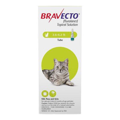 Bravecto Spot On For Small Cats 2.6 Lbs - 6.2 Lbs (Green) 1 Pack