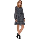 Plus Size Women's Tier Ruffle Peasant Dress by ellos in Navy Ditsy Floral (Size 34)