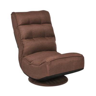 Costway 5-Position Folding Floor Gaming Chair-Rustic Brown