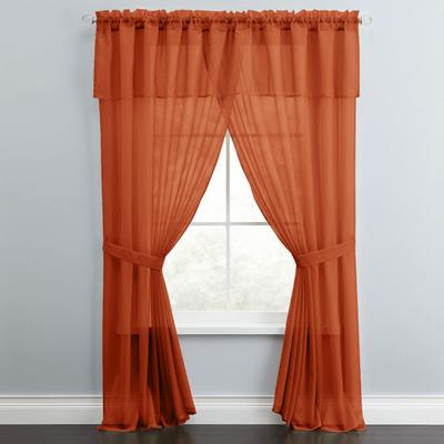 Wide Width BH Studio Sheer Voile 5-Pc. One-Rod Curtain Set by BH Studio in Autumn Leaves (Size 60