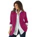 Plus Size Women's Boyfriend Blazer by Roaman's in Berry Twist (Size 26 W) Professional Jacket