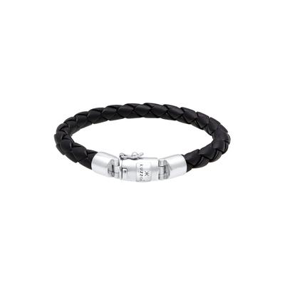 KUZZOI - Herren Lederarmband Kastenverschluss 925 Silber Herrenschmuck