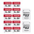 Gigastone Micro SD Card 16GB 10-Pack with 2x SD Adapter + 4x Mini-case, Camera Plus 90MB/s, Full HD Video, U1 C10 Class 10 Micro SDHC UHS-I Memory Card, with MicroSD to SD adapter