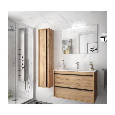 80 cm hängender Badezimmerschrank aus Ostippo-Eichenholz mit integriertem Waschbecken – Astoria Image