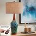360 Lighting Rocco 30" Blue Ceramic Mid-Century Table Lamp with Dimmer