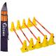 Kosma pack of 15pc Multi-functional and Adjustable Agility Hurdle set - 10Pc Traffic Cones 9" with 12 holes Yellow colour, 5Pc Orange Hurdle Poles 40 Inch Length -in carry bag