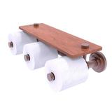 Charlton Home® Leamore Wall Mount Toilet Paper Holder w/ Wood Shelf Metal in Brown | 4.7 H x 16.6 W x 8.1 D in | Wayfair QN-35-3S-IRW-CA