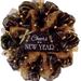 The Holiday Aisle® New Years Wreath Cheers to a New Year Gold & Black Burlap/Deco Mesh in Yellow | 24 H x 24 W x 6 D in | Wayfair