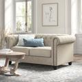 Kelly Clarkson Home Provence 61" Rolled Arm Chesterfield Loveseat Linen/Polyester in Brown | 29 H x 61 W x 34 D in | Wayfair OPCO5151 43256317