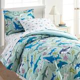 Wildkin Shark Attack Comforter Set Polyester/Polyfill/Cotton in Blue | Twin Comforter + 1 Sham | Wayfair 601701