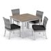 Oxford Garden Travira & Argento Square 4 - Person 39" Powder Coated Aluminum Outdoor Dining Set w/ Cushions Wood/Metal in Brown/Gray | Wayfair 5650