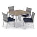 Oxford Garden Travira & Argento Square 4 - Person 39" Powder Coated Aluminum Outdoor Dining Set w/ Cushions Wood/Metal in Brown/Gray | Wayfair 5651
