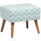 Pouf Rectangulaire 50 x 39 cm en Tissu Coton Blanc et Vert Motif à Chevron Manteo - Vert