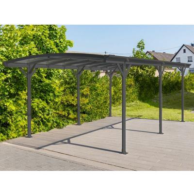 Metall Carport 'Bergen' mit Runddach aus Almuinium, 505 x 300 x 220 cm anthrazit 15 m² - Westmann