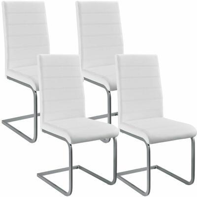 Juskys - Freischwinger Schwingstuhl Vegas 4er Set in Weiß – Esszimmerstuhl mit Metall-Gestell & Image