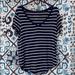 American Eagle Outfitters Tops | Aeo Navy Blue Striped T-Shirt | Color: Blue/White | Size: Xs