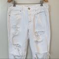 American Eagle Outfitters Jeans | American Eagle White Distressed Boyfriend Jeans 6 | Color: White | Size: 6