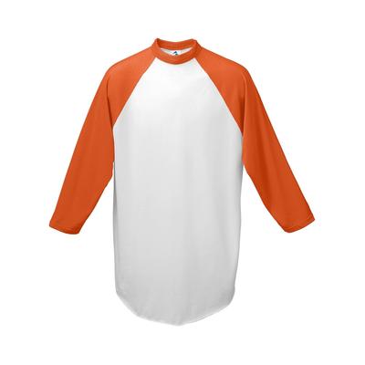 Augusta Sportswear AG4420 Athletic Baseball 3/4 Sleeve Top 2.0 in White/Orange size XL | Cotton Polyester 4420