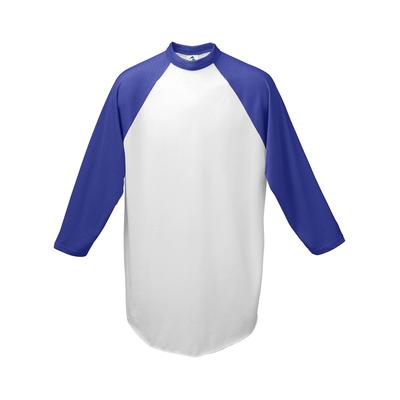 Augusta Sportswear AG4420 Athletic Baseball 3/4 Sleeve Top 2.0 in White/Purple size XL | Cotton Polyester 4420