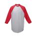 Augusta Sportswear AG4420 Athletic Adult 3/4-Sleeve Baseball Jersey T-Shirt in Heather/Red size Small | Cotton Polyester 4420