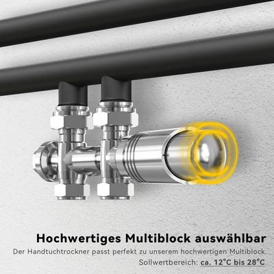 Hahnblock Thermostatventil Multiblock Set Heizkörper Mittelanschluss Chrom - Sonni Image