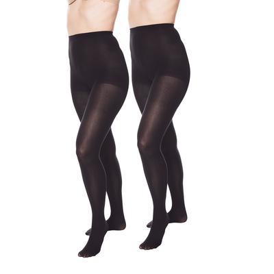 Plus Size Women's 2-Pack Opaque Tights by Comfort Choice in Black (Size E/F)