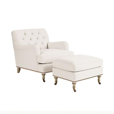 Maggie Chair and Ottoman with Brass Nailheads - Ballard Designs