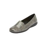 Wide Width Women's The Leisa Slip On Flat by Comfortview in Grey (Size 9 1/2 W)