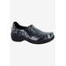 Extra Wide Width Women's Bind Slip-Ons by Easy Works by Easy Street® in Black Grey Abstract (Size 8 WW)