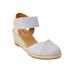 Extra Wide Width Women's The Abra Espadrille by Comfortview in White Metallic (Size 8 1/2 WW)