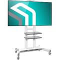 ONKRON TV Ständer Standfuss mit Rollen 50-86 Zoll für Flach & Curved TVs, Monitore, Bildschirme, Panels VESA TS1881 Weiß