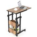 Costway C-Shape Mobile Snack End Table with Storage Shelves