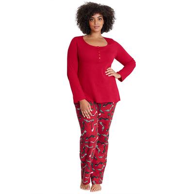 Masseys Women's Pajama Set (Size XL) Shoes-Red, Cotton