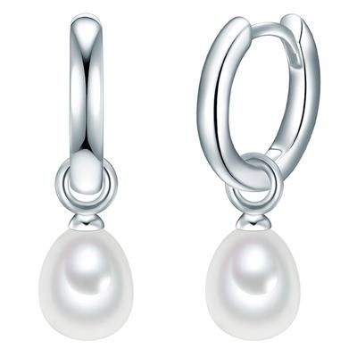 Valero Pearls - Creolen Sterling Silber Süßwasser-Zuchtperle in Silber 1 ct Damen