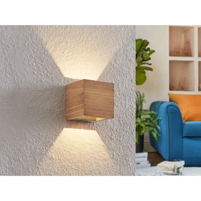 Kleine Up and Down LED Innen Wandleuchte BRAD aus Echtholz, Quadrat 11cm Image