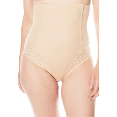 Plus Size Women's Shadow Stripe Shaper High-Waist Brief by Secret Solutions in Nude (Size 22/24) Body Shaper