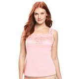Plus Size Women's Silky Lace-Trimmed Camisole by Comfort Choice in Shell Pink (Size 3X) Full Slip