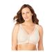 Plus Size Women's Front-Close Cotton Lace Wireless Posture Bra 5100531 by Exquisite Form in Damask (Size 46 C)