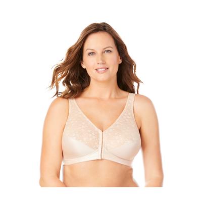 Plus Size Women's Front-Close Lace Wireless Posture Bra 5100565 by Exquisite Form in Rose Beige (Size 42 D)