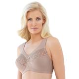 Plus Size Women's Magic Lift® Embroidered Wireless Bra by Glamorise in Taupe (Size 48 H)